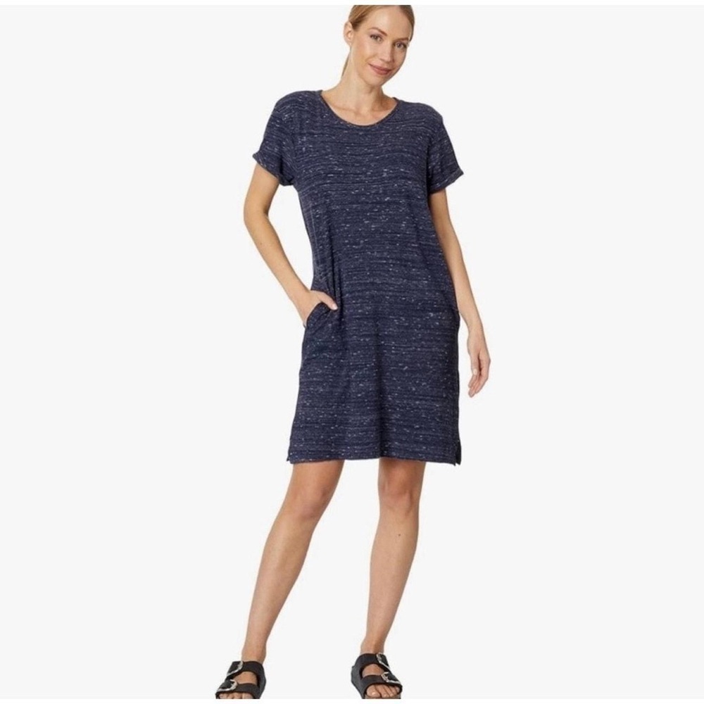 Pact The Mix Tee Dress in Heathered Navy Blue Organic Cotton Sz. Small - NWOT